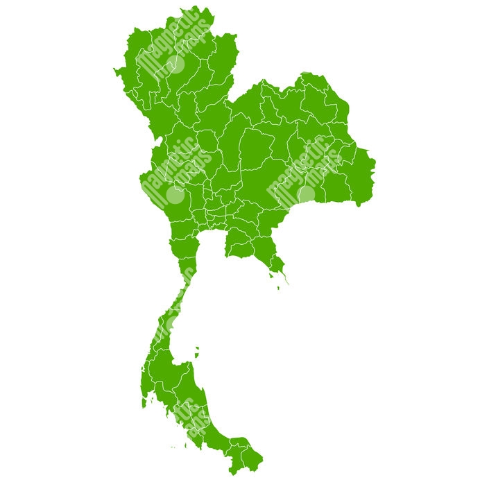 Magnetická mapa Thajska ilustrovaná zelená