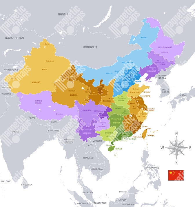 Magnetick Mapa Ny Administrativn Barevn