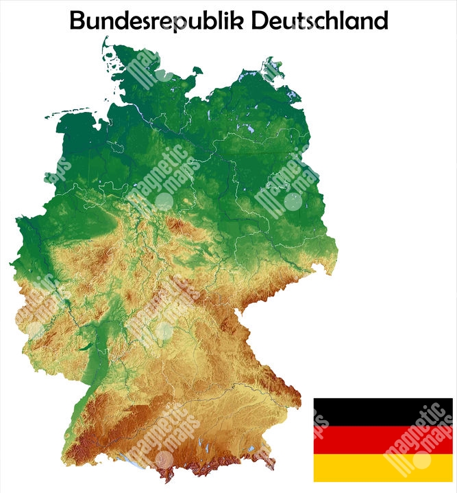 Magneticka Mapa Nemecka Geograficka Reliefni